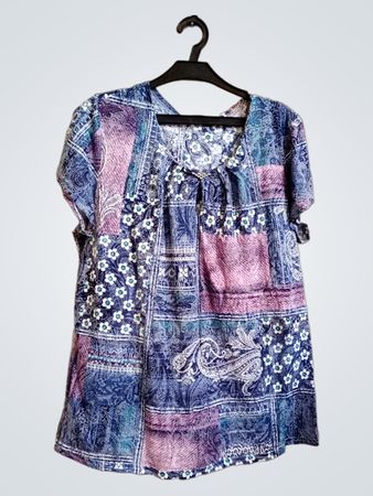 Patchwork Print Bluse