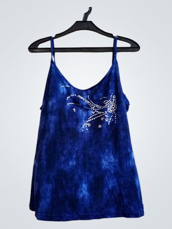 Blaues Batik-Cami-Top mit Strassverzierung