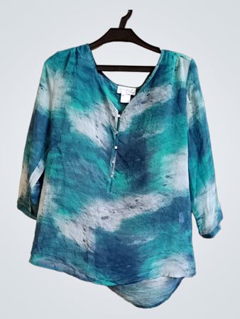 Cr	a tion Z Blau-Grün Batik Tunika-Top