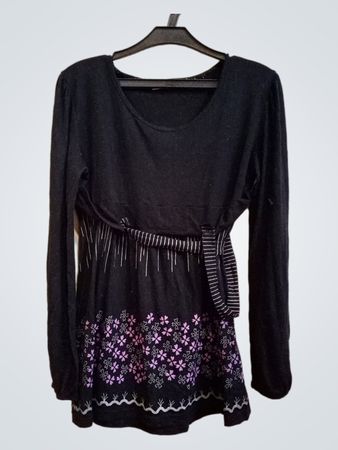 i-feel Kollektion Schwarzes Langarmtop mit Blumendruck