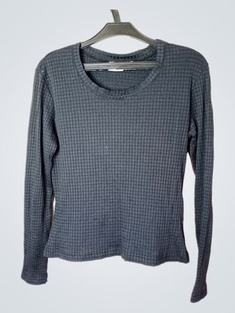 Esprit Schwarzes Rippstruktur Langarmtop