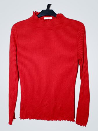Orsay Rotes Ripp-Mock-Neck Langarm-Top