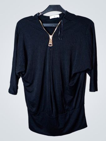 Cache Cache Schwarzes Zip-Up Dolman Ärmel Top