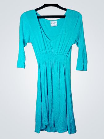 CABI Türkis Gerüschtes Midikleid