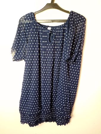 S.Oliver Navy Polka Dot durchsichtige Bluse