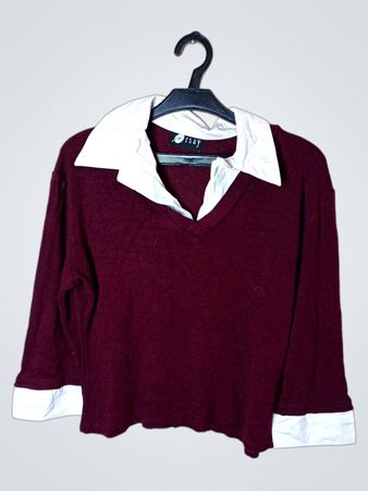 Orsay Bordeaux Langarmhemd mit Kragen