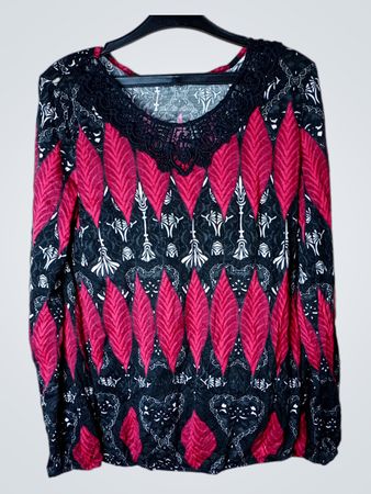 MYOWN Damen Langarmshirt in Pink und Schwarz mit Print