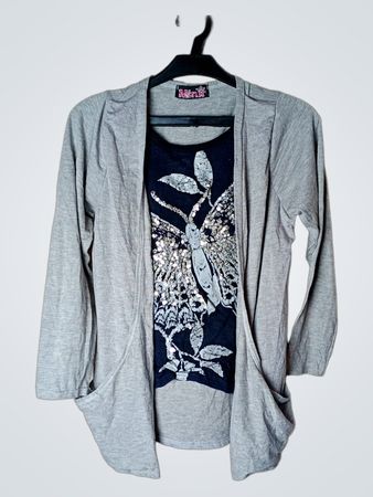 Minx Cardigan mit Pailletten-Schmetterlings-T-Shirt