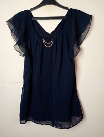 Orsay Navy Chiffon-Bluse mit Kettendetail