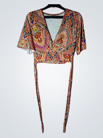 Paisley-Print Wickeloberteil mit Bindeband