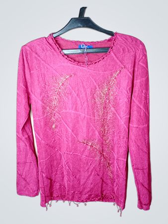 GUEL Pink Langarmshirt mit Federdesign