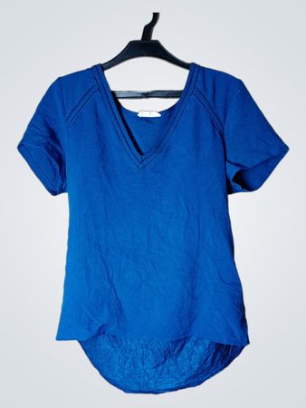 Cache Cache Blau V-Ausschnitt T-Shirt