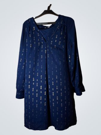 Cache Cache Navy Blue Printed Long Sleeve Dress