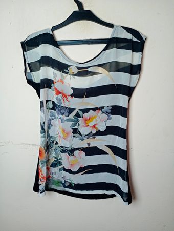 Orsay Gestreiftes Floral-Top mit Kurzarm