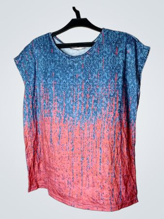 MISSLOOK Damen T-Shirt mit blauem und rosa Ombre-Muster