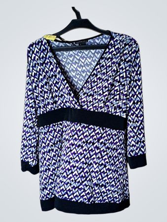 Bluse mit V-Ausschnitt und geometrischem Druck für Damen