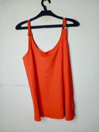 Jean Pascale Orange Rippstrick-Top mit Ringdetail