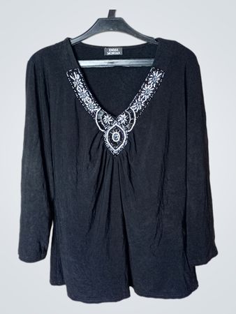 Emma Morgan Black Verziertes Langarmtop