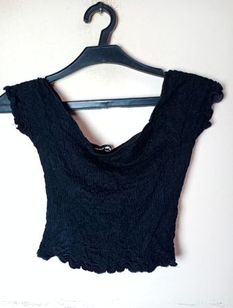 Tally Weijl Schwarzes Smocked Crop Top