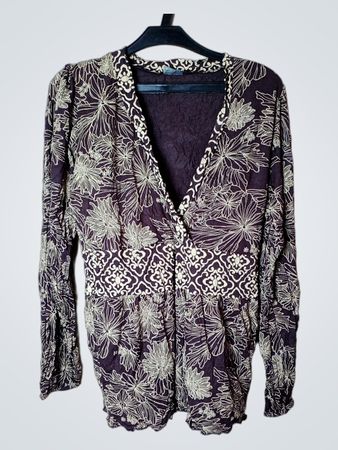 Blanche Porte Damen Langarm Bluse mit floralem Muster