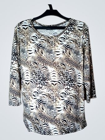 Janina Damen Tierdruck 3/4-Ärmel Top