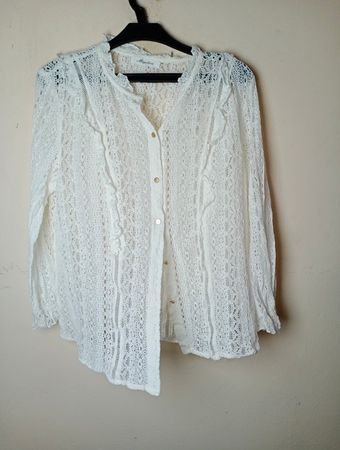 Majolica White Lace Button-Up Blouse