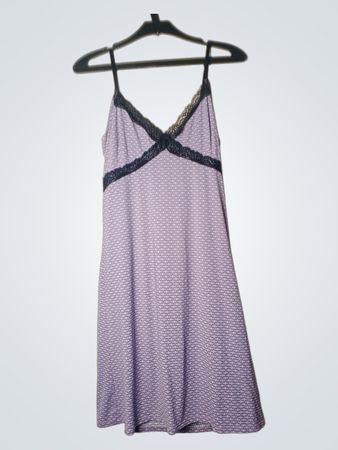 TEX Damen Lila Spitzenbesatz Nachthemd