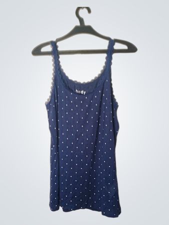 Body navyblaues Spaghetti-Träger Tanktop mit weißen Punkten