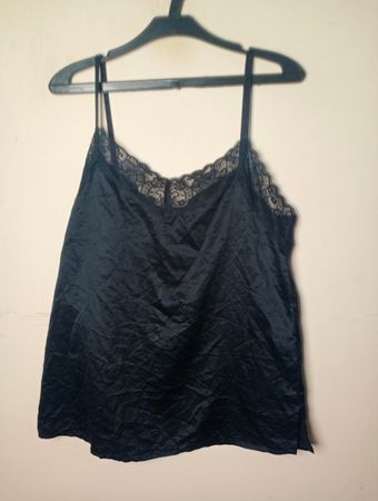 Tezenis Schwarzes Spitzenbesatz Cami-Top
