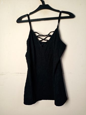 Schwarzes Spaghetti-Träger-Cami-Top