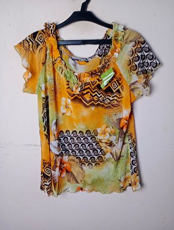 AN VITO Damen Kurzarm Off-Shoulder Bluse