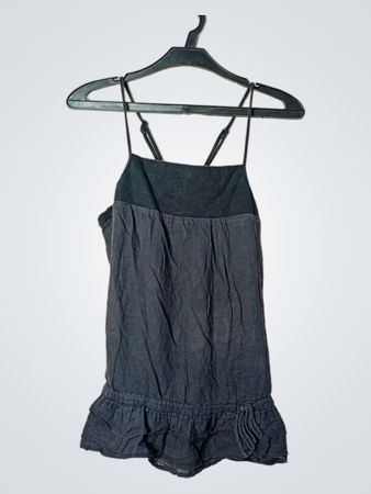 WESC Schwarzes Spaghetti-Träger-Top mit Rüschensaum