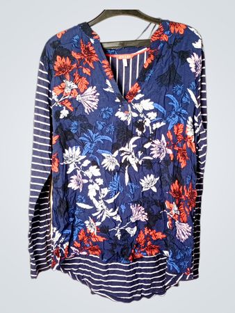 Joules Damen Blau Floral & Streifen Langarmtop