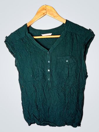 CAMAI EU Green Crinkle Top
