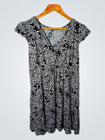 Atmosphere Schwarz & Weiß Bedrucktes Kurzarmkleid