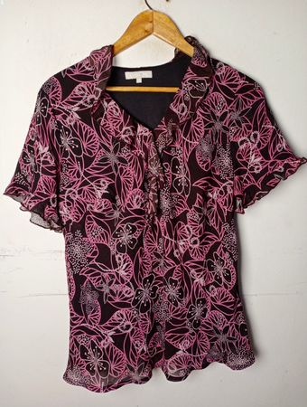 Daxon Damen Bluse mit floralen Druck Größe 46