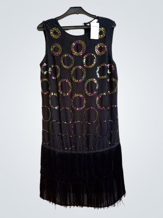Principles Petite Schwarzes Pailletten Flapper Kleid