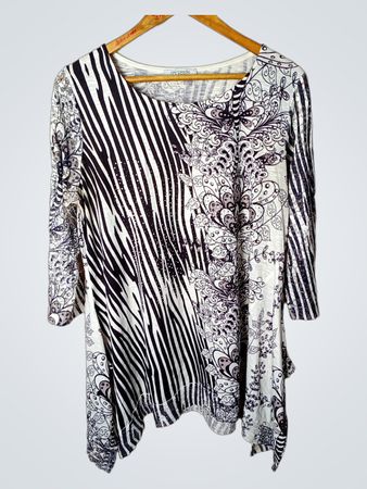 CLASSIC Damen Tunika mit schwarz-weißer Musterung