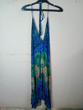 Blaues Paisley-Print Maxikleid