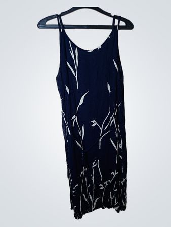 Jean Paul Navyblaues Kleid mit weißem Blattdruck