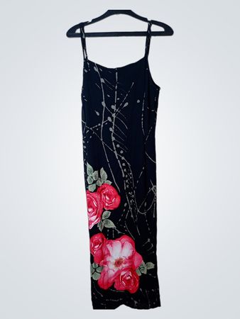 Almia Schwarzes Blumen-Maxikleid