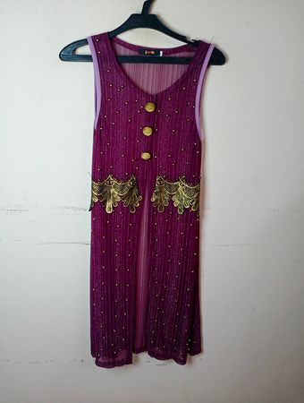 Focus Damen Ärmelloses Lila Perlenkleid