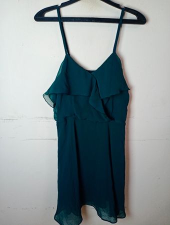 Naf Naf Teal Ruffled Mini Dress