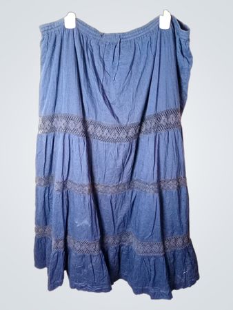 BEST CONNECTIONS Blauer gestufter Spitzenbesatz Midirock