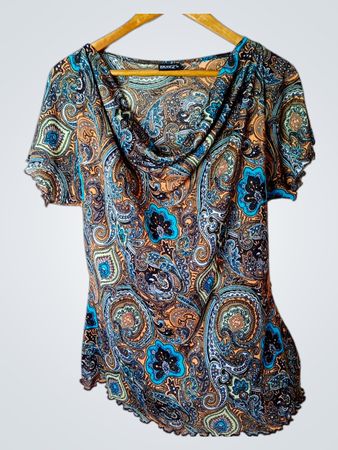 Okay Paisley Print Cowl Neck Top