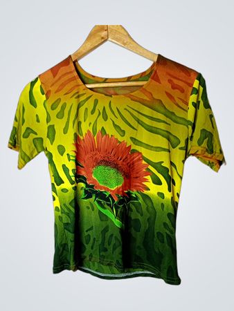 T-Shirt mit floralem und abstractem Druck