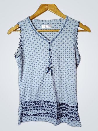Dream's Secret Damen ärmelloses Nachthemd mit blauem Blumenmuster