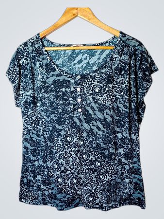 CAMAIEU Damen Kurzarmbedrucktes Top