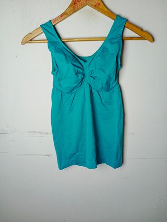 Teal Raffung Tanktop