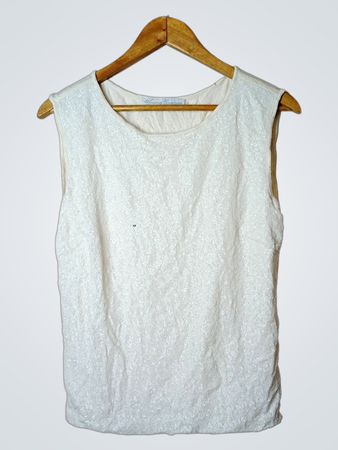 Young Couture von Barbara Schwarzer Weiß Texturiertes ärmelloses Top